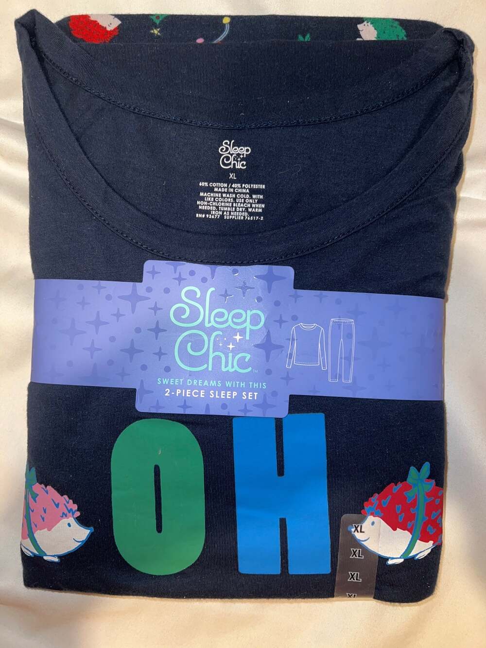 NIP Christmas HedgeHog PJ Set Ladies Size XL